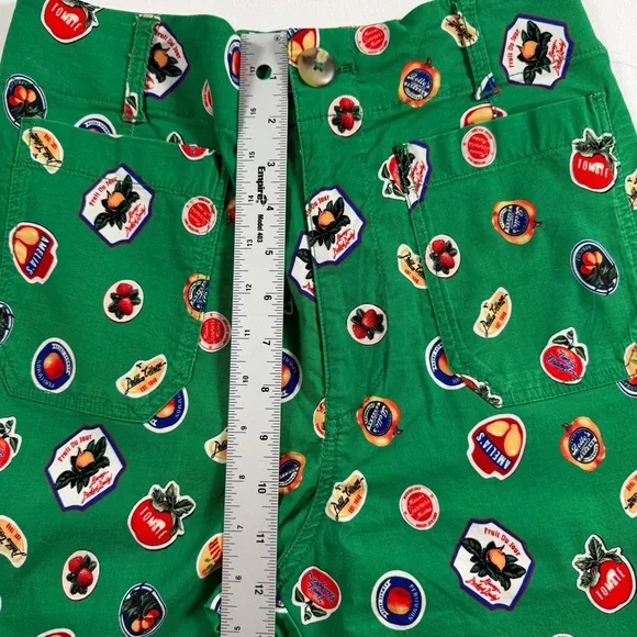 Anthropologie Maeve Colette Fruit Print Cropped Wide Leg Pants Green Size 28 NWT - Picture 9 of 15